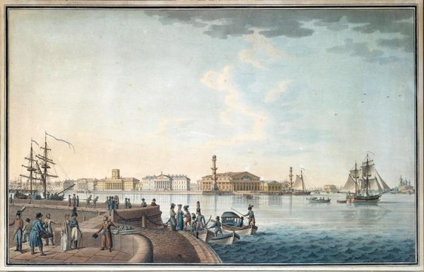 A HAND-COLOURED ENGRAVING OF ST. PETERSBURG