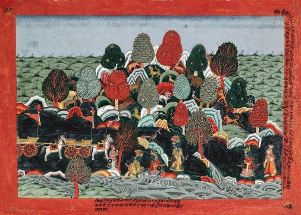 AN ILLUSTRATION FROM THE BHAGAVATA PURANA-INDIAN MINIATURE PAINTINGS Nepalcirca 1750