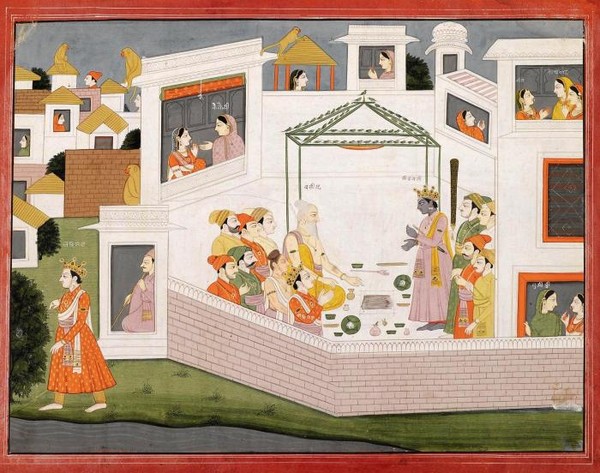 AN ILLUSTRATION FROM THE RAMAYANA RAMA WITH SAGE VASHISHTHA-India Kangra or Guler