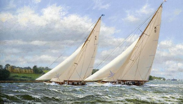 Cambria and Lulworth off the Royal Yacht Squadron; Cambria and Candida off Norris Castle