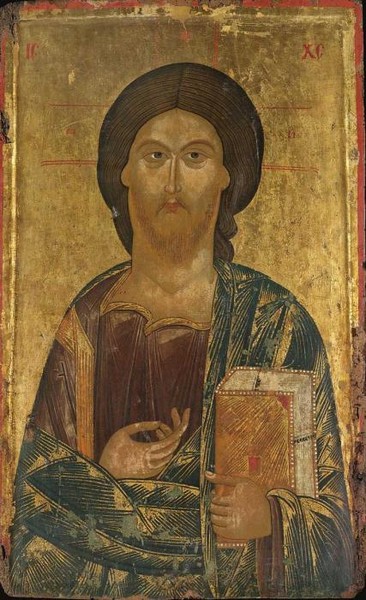 CHRIST PANTOCRATOR NORTHERN GREECE POSSIBLY 13TH OR 14TH CENTURY WITH LATER RESTORATI