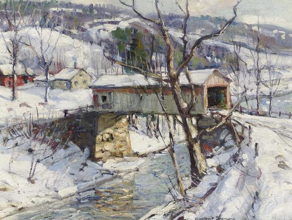 COVERED BRIDGE IN WINTER