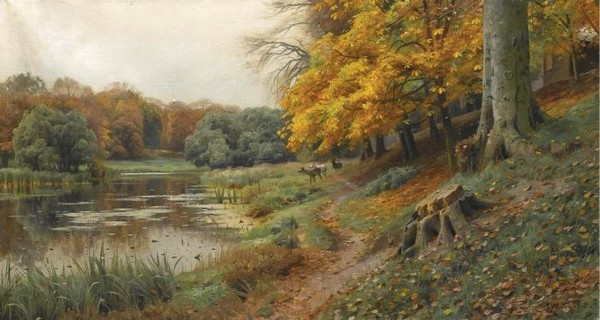 DEER IN AN AUTUMN LANDSCAPE