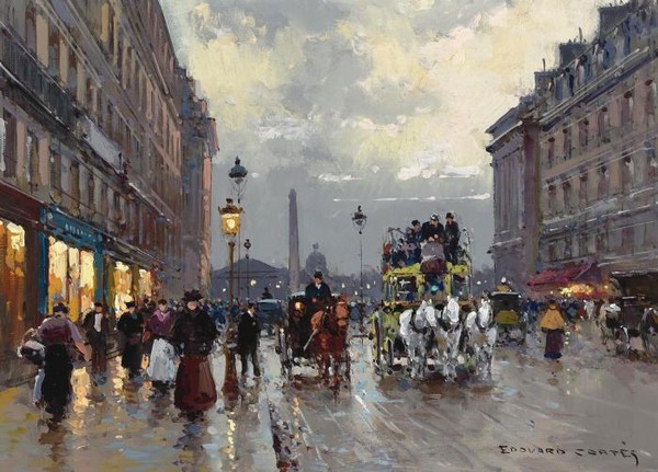 EVENING, PLACE DE LA CONCORDE AND THE RUE ROYALE, PARIS