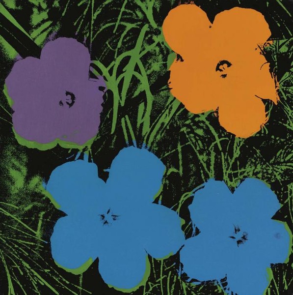 FLOWERS два голубых, оранж и темно сиреневый