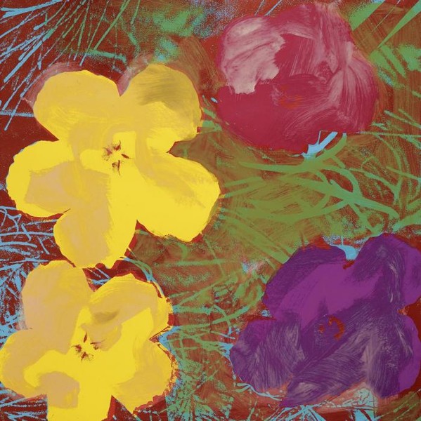 FLOWERS два желтых, сиреневый и бордо