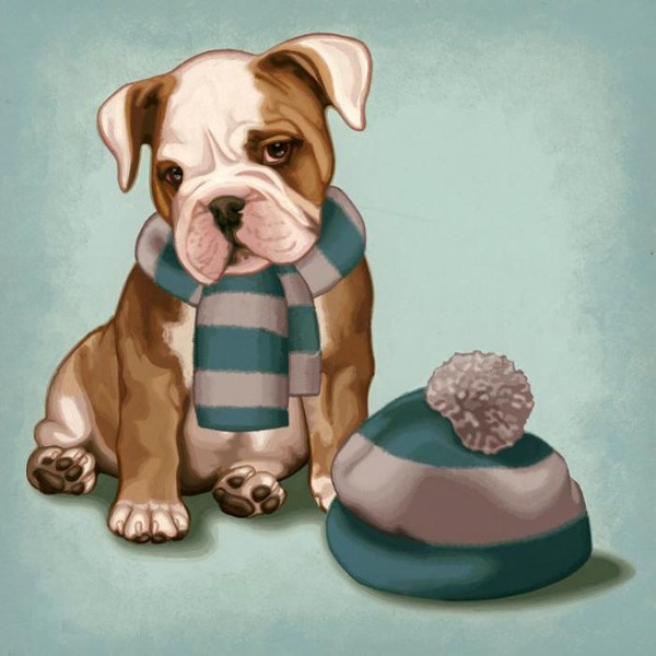 Голубая шапочка и шарфик в полоску