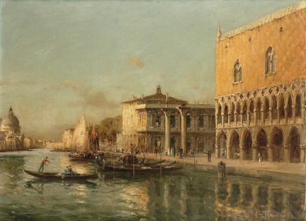 Gondolas and sailing boats before the Piazzetta Venice