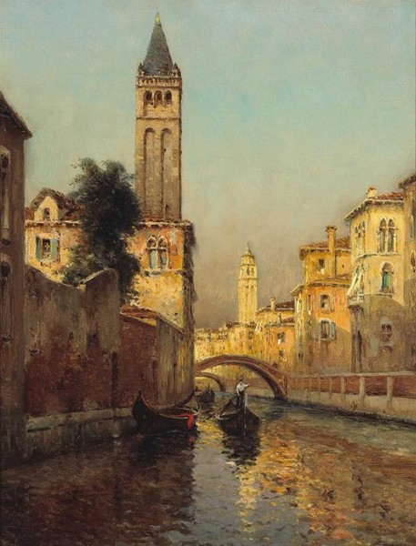 Gondoliers on a Venetian canal