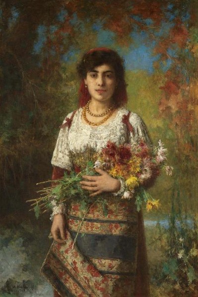 GYPSY GIRL WITH FLOWERS
