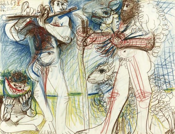 HOMME AU MOUTON MANGEUR DE PASTEQUE ET FL TISTE