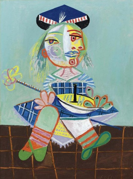 LA FILLE DE L ARTISTE DEUX ANS ET DEMI AVEC UN BATEAU