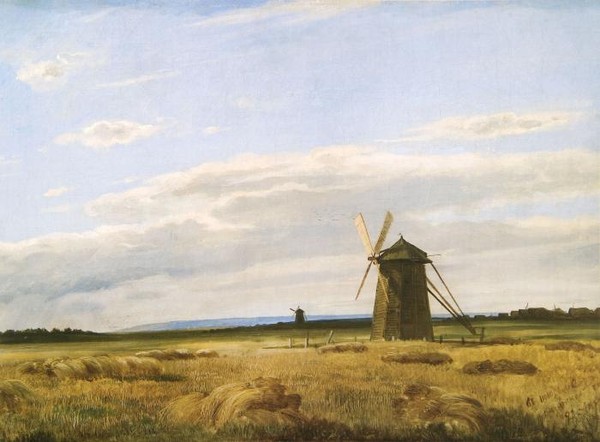 Мельница в поле.