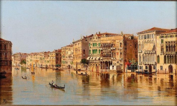 On the Grand canal Venicesigned with initials