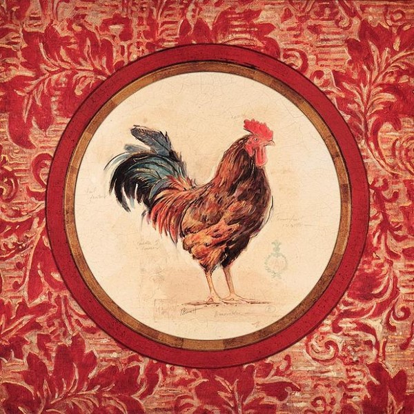 Петушок на красном фоне