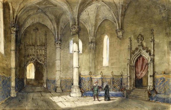 SET DESIGN FOR LA FAVORITA, ACT III, LA SCALA, MILAN