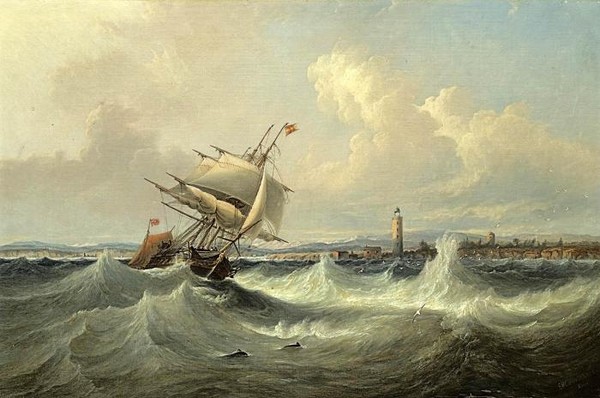 Shipping in Choppy Seas off a Coastline