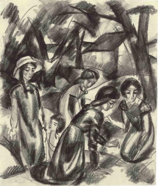 SPIELENDE MÄDCHEN UNTER BÄUMEN