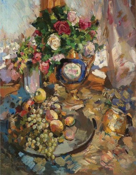 STILL LIFE WITH ROSES AND FRUIT