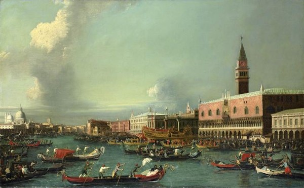The Feast day of the Ascension Venice The Bacino di San Marco looking west with the Zecca