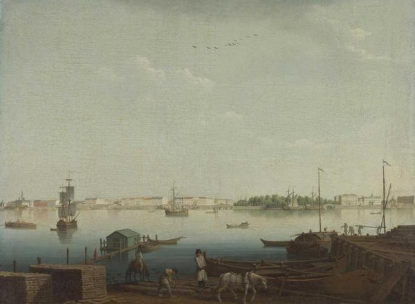 Вид Летнего сада и Гагаринской набережной с Петербургской стороны