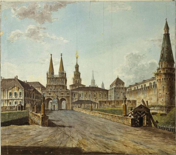 Вид на Воскресенские ворота и Неглинный мост от Тверской улицы