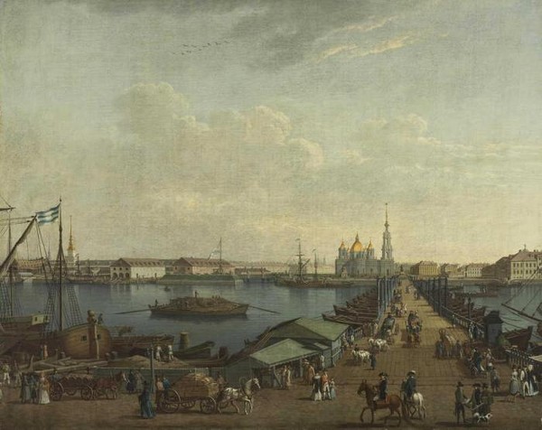 Вид Василеостровской набережной и Исаакиевского моста