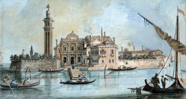 VIEW OF THE ISLE OF SAN SPIRITO AND VIEW OF THE CHANDLER S AT SAN GEROLAMO VENICE