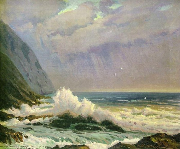 Волны, разбивающиеся о скалы