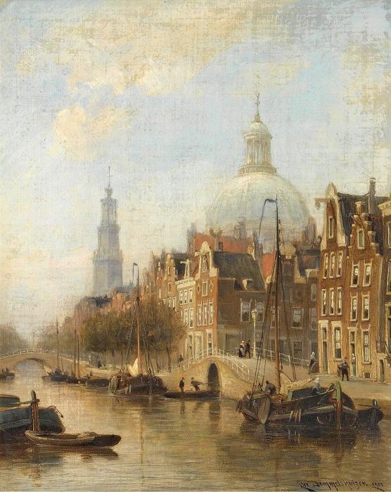 A VIEW OF AN AMSTERDAM CANAL POSSI