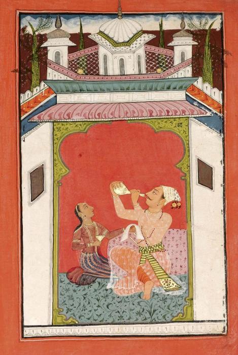 AN ILLUSTRATION FROM A RAGAMALA SERIES JALADHARA SON OF MEGHA RAGA-India Bilaspur 1700