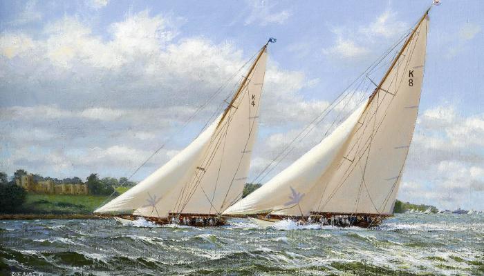 Cambria and Lulworth off the Royal Yacht Squadron; Cambria and Candida off Norris Castle