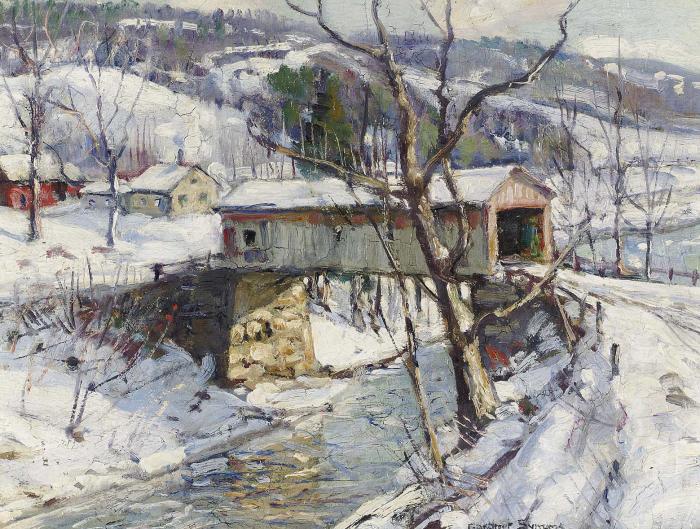 COVERED BRIDGE IN WINTER