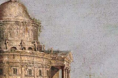 Фрагмент A capriccio with a temple and elegant figures by a harbor and A capriccio with the Mausoleum of Hadrian