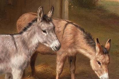 Фрагмент A farmyard scene with donkeys and poultry