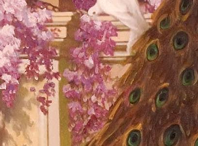 Фрагмент A Peacock And Doves In A Garden