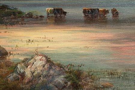 Фрагмент A Perthshire lake at sunset