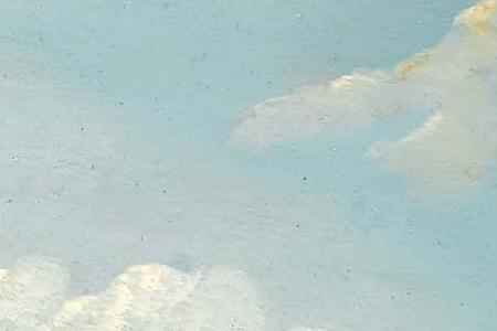 Фрагмент A river landscape with figures on a country path before the gates of a town