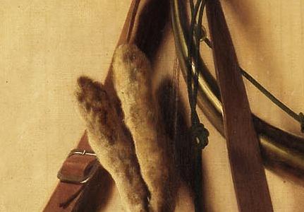 Фрагмент A still life of game and fruit on a marble ledge