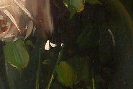 Фрагмент A still life of pink roses in glass