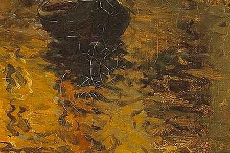 Фрагмент A  view of a Venetian canal with gondolas