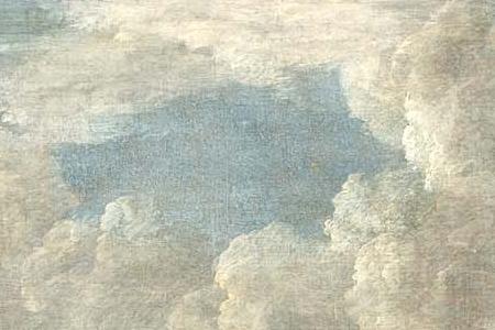 Фрагмент A village on a river with numerous figures on the bank a church beyond