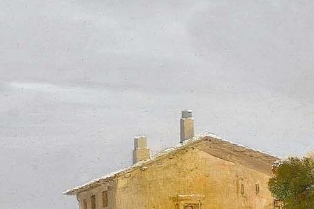 Фрагмент A winter landscape with figures carrying firewood on a village pat-ore Bolognese fecit