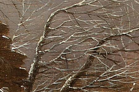 Фрагмент A winter landscape with figures skating on a frozen river a view to a villag- Molen 39 lower centre