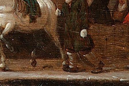 Фрагмент A winter landscape with figures skating on a frozen river a view to a villag- Molen 39 lower centre