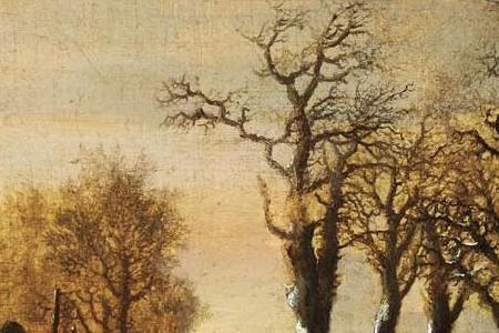 Фрагмент A WINTER LANDSCAPE WITH SKATERS AND FIGURES BY A HORSE SLEDGE ON THE ICE