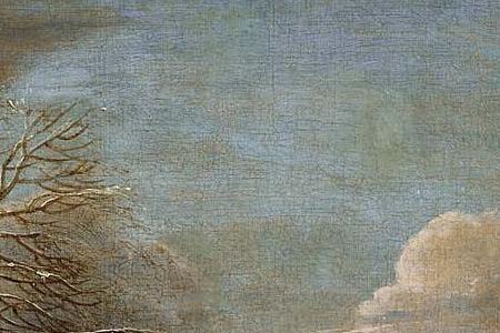 Фрагмент A winter landscape with travellers in the foreground a castle besi