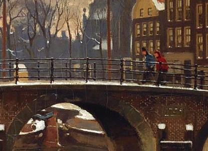 Фрагмент A WINTRY VIEW OF THE BROUWERSGRACHT AMSTERDAM