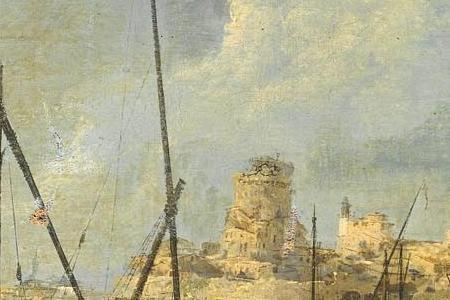 Фрагмент AN ARCHITECTURAL CAPRICCIO OF THE VENETIAN LAGOON WITH WASHERWO