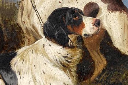 Фрагмент An English Setter and a Pointer in a highland landscape